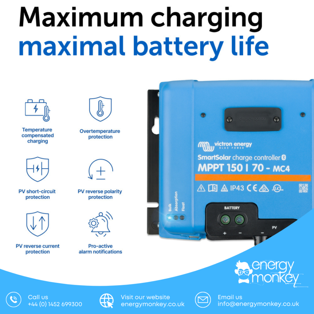 Alternative view of Victron SmartSolar MPPT 150/70-MC4 VE.Can (SCC115070511) - BLUETOOTH