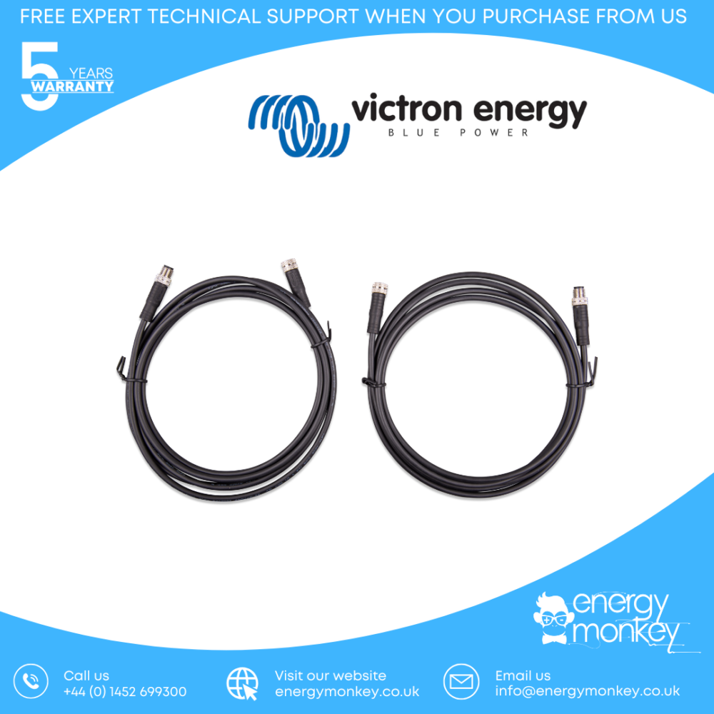 Victron M8 circular connector Male/Female 3 pole cable 2m (bag of 2) (ASS030560200)