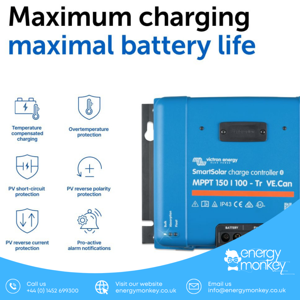 Alternative view of Victron SmartSolar MPPT 150/100-Tr VE.Can (SCC115110411) - BLUETOOTH