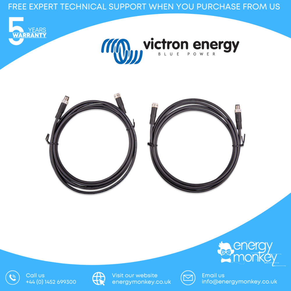 Victron M8 circular connector Male/Female 3 pole cable 3m