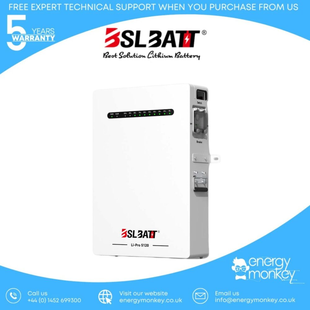 BSLBATT® 51.2V 100Ah 5.12kWh POWERWALL Energy Storage Battery (Main UK Dealer)