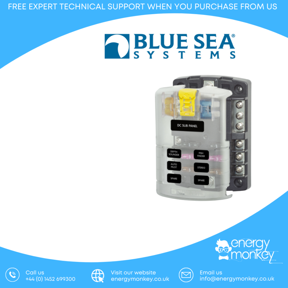 Blue Sea Systems Fuse Block ST Blade 6 Circuits with Grounding/CVR
