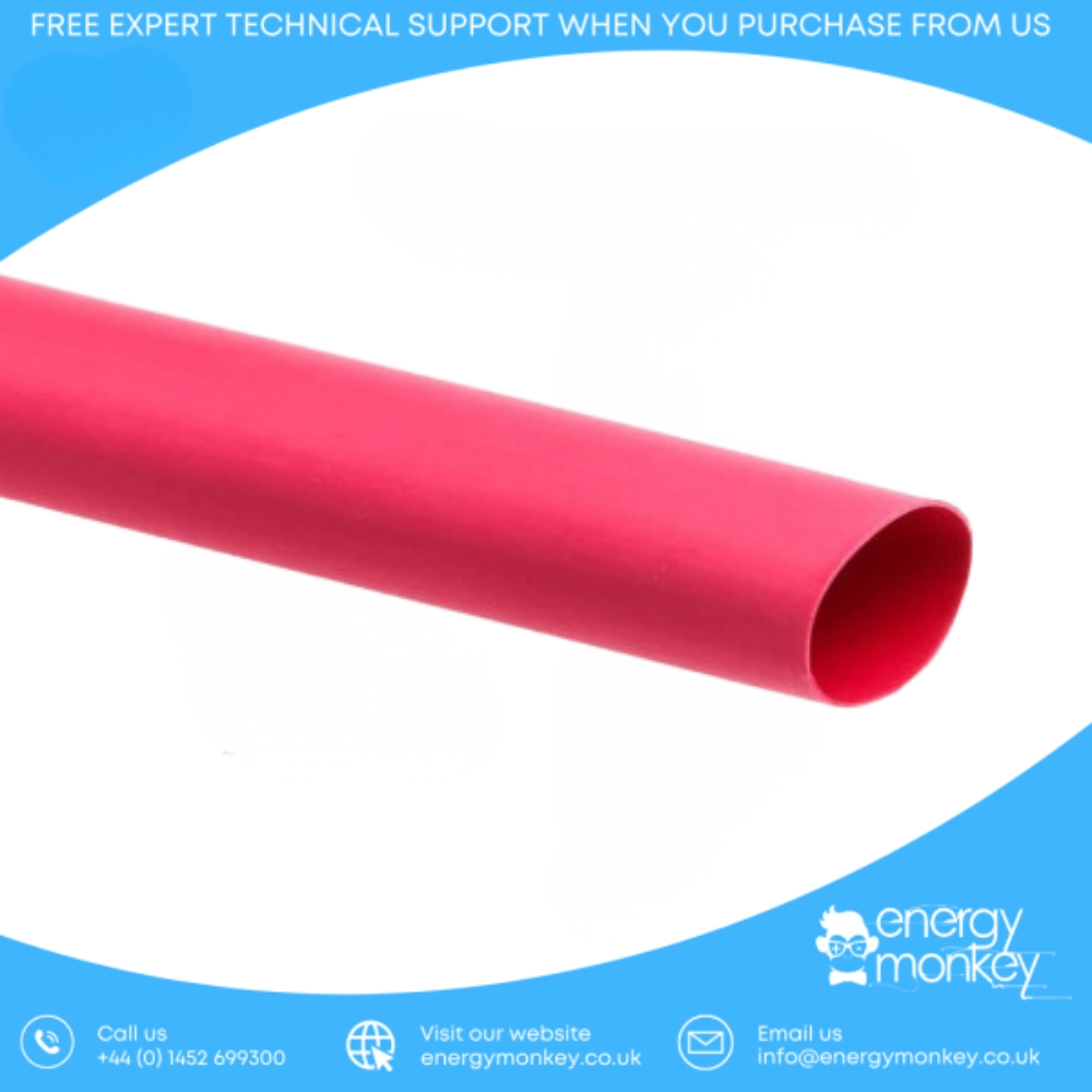 Red non-adhesive heatshrink tubing for 6mm² LED lighting circuits and small appliance wiring in campers and boats.